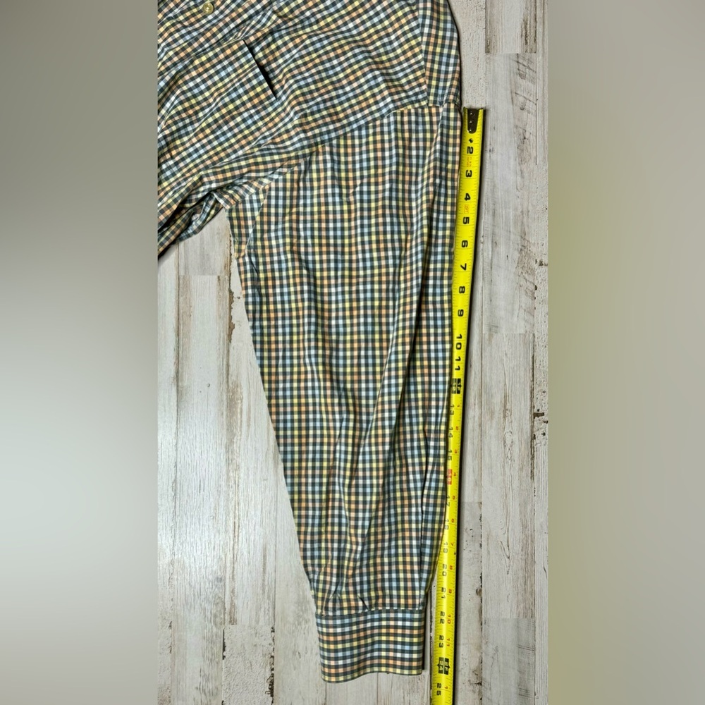 Orvis Men's Casual Button Down Shirt - Blue, yellow, gold checked pattern. - Picture 7 of 13